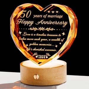 50 Year Wedding Anniversary Heart Keepsake Gifts for Couple 50 Years of Marriage